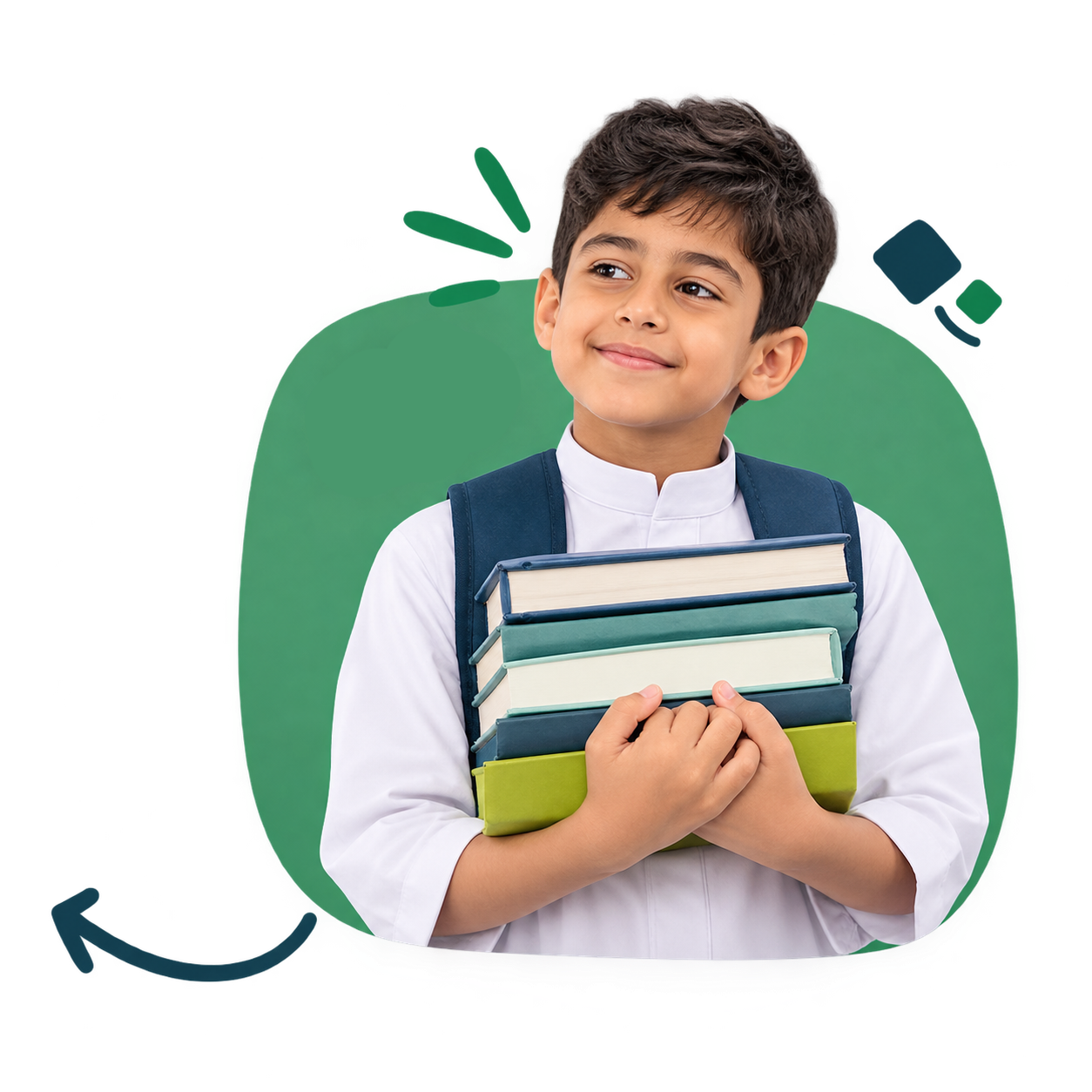 طالب يحمل كتبه ويستعد للتعلّم